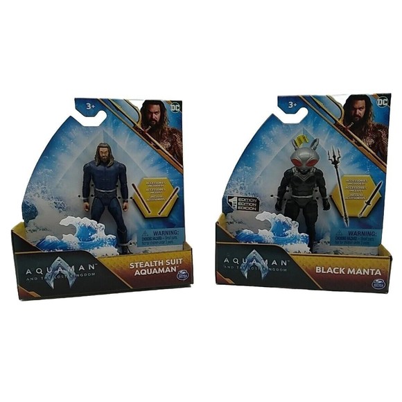 2023 Spin Master Steel Suit Aquaman and Black Manta 4” Fig - The Lost Kingdom - Picture 1 of 16